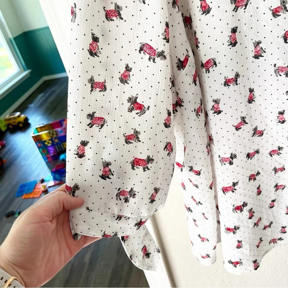 Catherine's Blouse Women's 2X Scottish Terrier Dog Print Button Down Dot 3/4 Top - Picture 5 of 9
